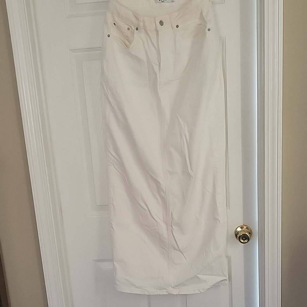 Ecru Winter White Na-KD Denim Maxi Skirt